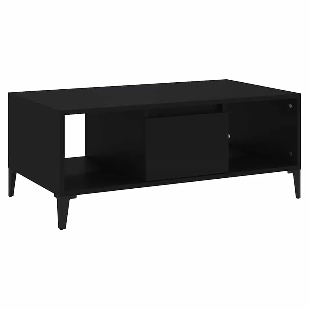 Coffee Table Black Storage Drawer Open Compartments 90L x 50W x 36.5H cm