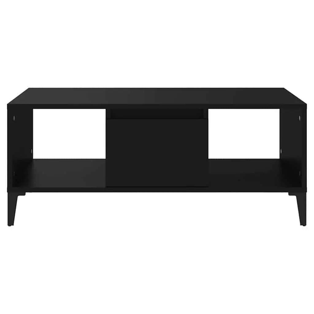 Coffee Table Black Storage Drawer Open Compartments 90L x 50W x 36.5H cm