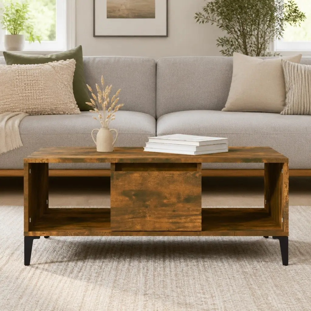 Coffee Table with Drawer and Open Compartments