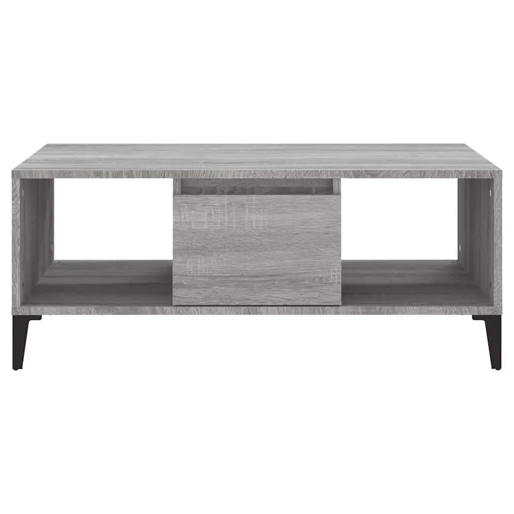 Coffee Table Industrial Grey Engineered Wood with Drawer Compartment 90 x 50 x 36.5 cm