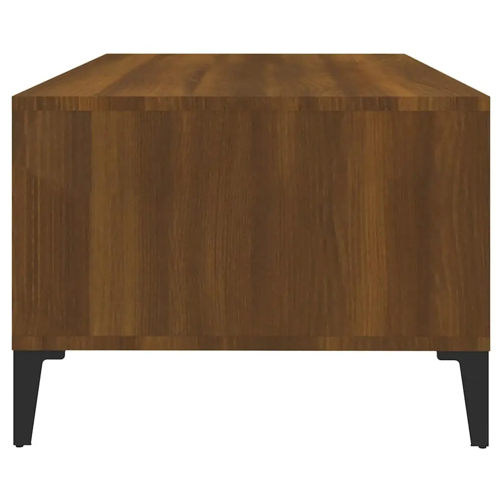 Storage Coffee Table Brown Oak 90x50x36.5 cm with Open Compartments and Drawer Industrial Style