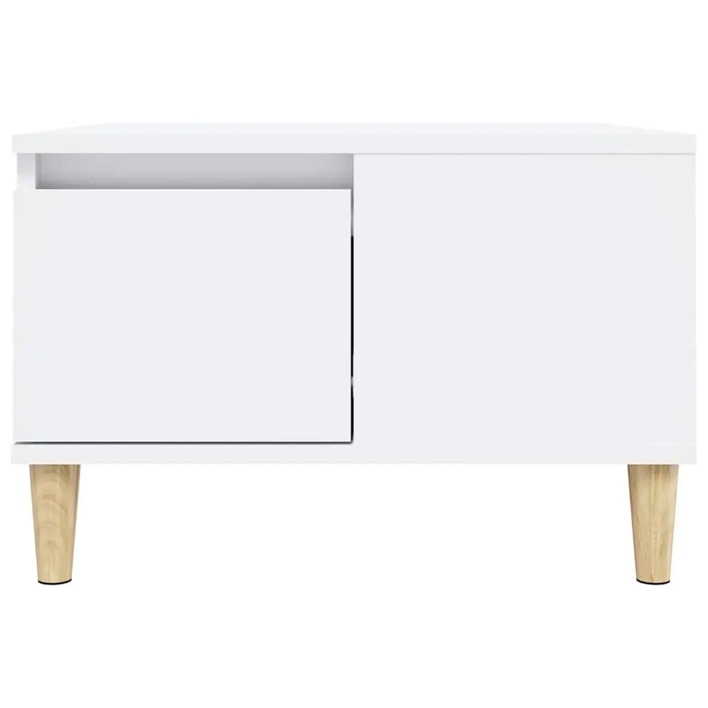 Coffee Table White Modern with Drawer Storage 55 x 55 x 36.5 cm