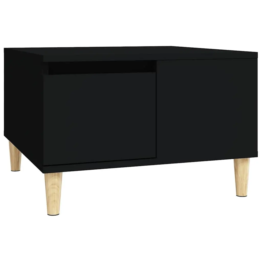 Coffee Table Black 55x55x36.5cm Open Compartment Drawer Storage Living Room