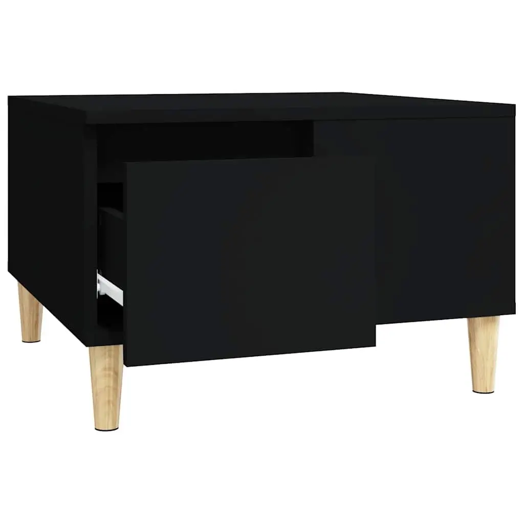Coffee Table Black 55x55x36.5cm Open Compartment Drawer Storage Living Room