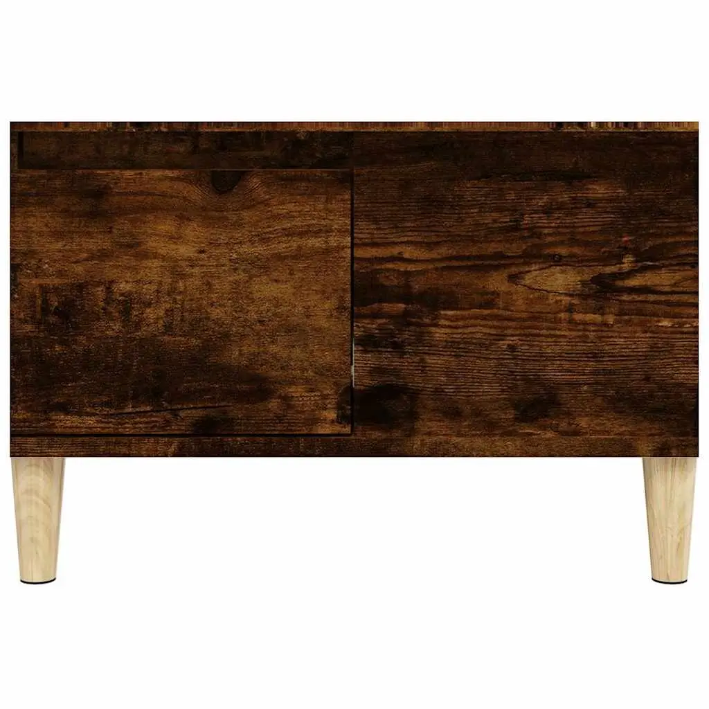 Coffee Table Minimalistic Scandinavian Style Smoked Oak 55x55x36.5cm with Storage Drawer Open Compartment