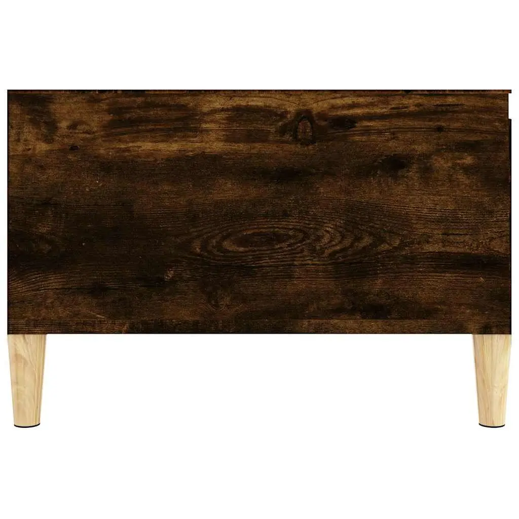 Coffee Table Minimalistic Scandinavian Style Smoked Oak 55x55x36.5cm with Storage Drawer Open Compartment