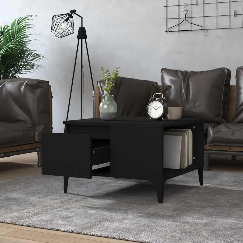 Coffee Table Black Modern Living Room Furniture with Storage Drawer Compartment