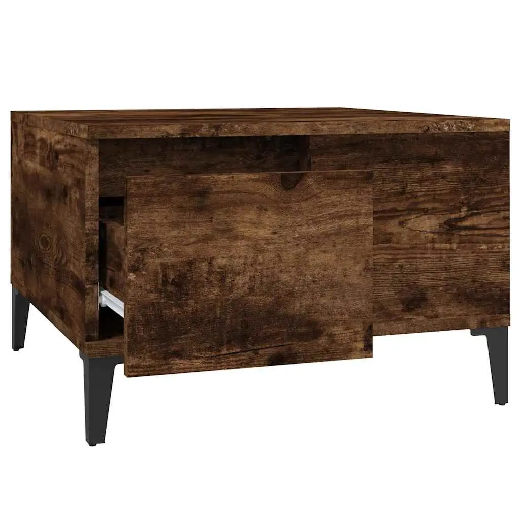 Coffee Table with Storage Drawer and Open Compartment Brown Engineered Wood 55W x 55D x 36.5H cm