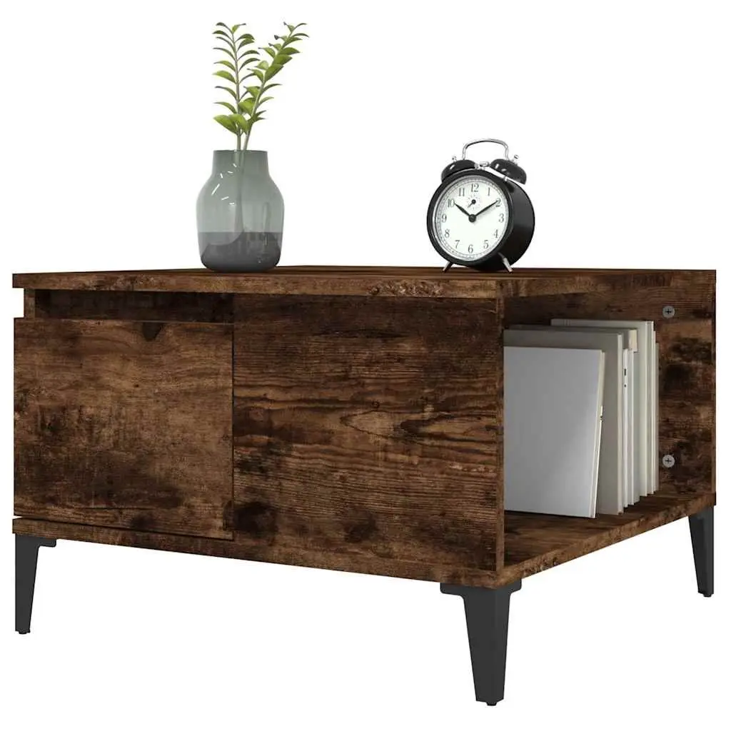 Coffee Table with Storage Drawer and Open Compartment Brown Engineered Wood 55W x 55D x 36.5H cm