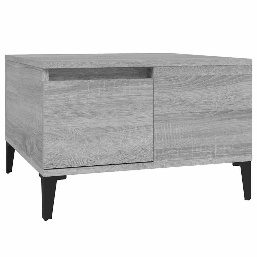 Coffee Table Grey Sonoma with Storage Drawer Open Compartment 55 x 55 x 36.5 cm