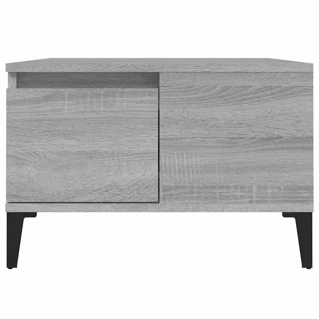 Coffee Table Grey Sonoma with Storage Drawer Open Compartment 55 x 55 x 36.5 cm