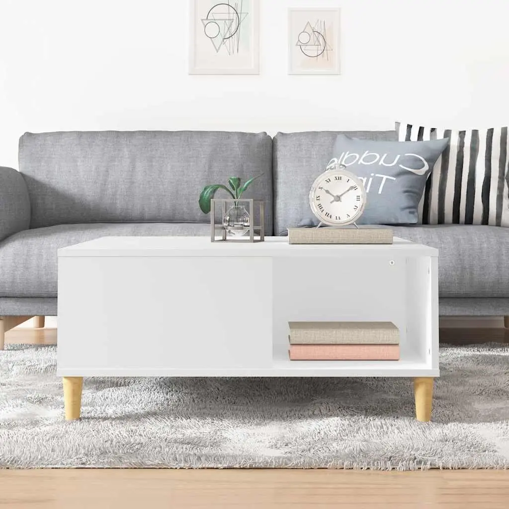 Coffee Table Modern White with Storage Compartments 80 x 80 x 36.5 cm