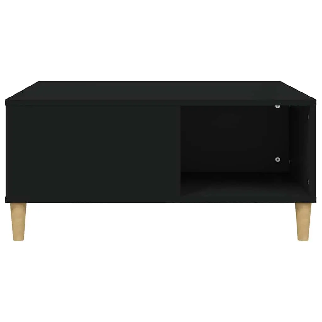 Coffee Table Modern Black Engineered Wood with Storage Compartments 80 x 80 x 36.5 cm