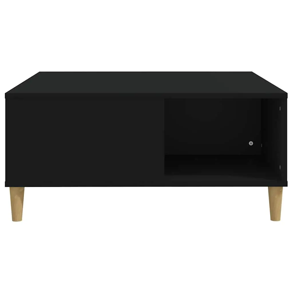 Coffee Table Modern Black Engineered Wood with Storage Compartments 80 x 80 x 36.5 cm
