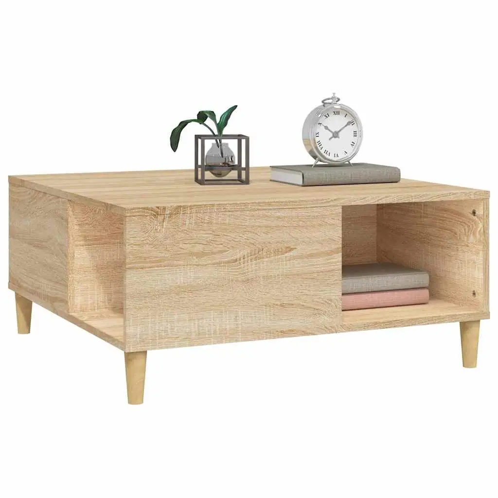 Coffee Table Brown Engineered Wood Storage Compartments Minimalist Design
