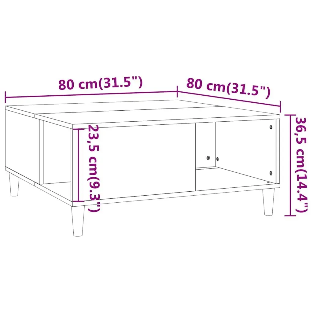 Coffee Table Grey 80x80x36.5 cm with Storage Compartments Living Room Furniture