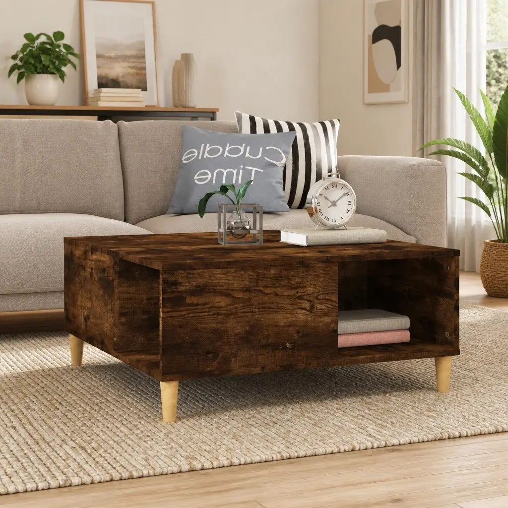 Coffee Table with Storage Compartments Brown Engineered Wood 80x80x36.5cm