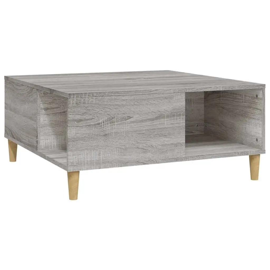 Coffee Table Grey Sonoma 80x80x36.5cm with Storage Compartments