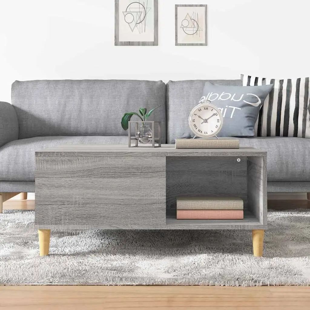 Coffee Table Grey Sonoma 80x80x36.5cm with Storage Compartments