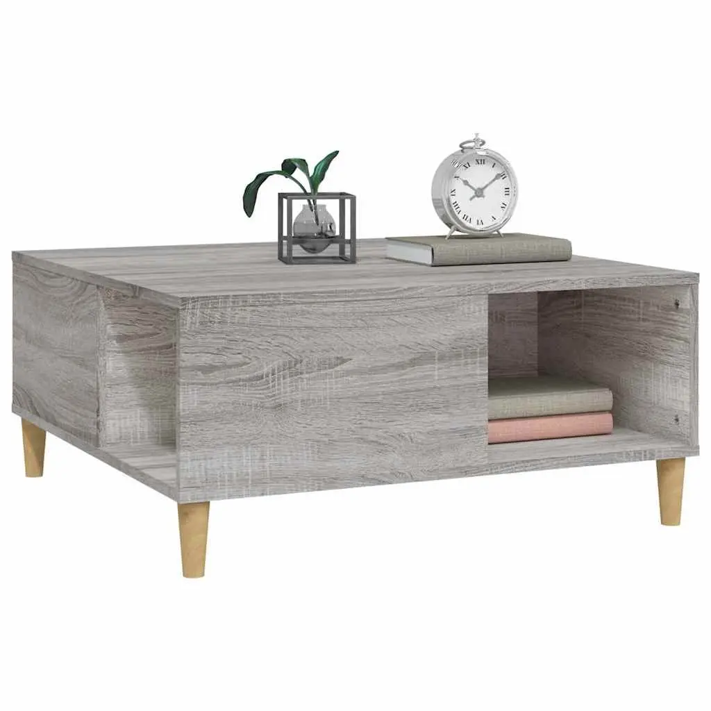 Coffee Table Grey Sonoma 80x80x36.5cm with Storage Compartments