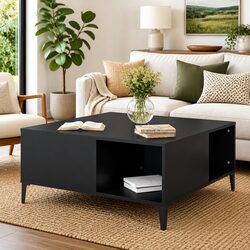 Your Go-To Black Coffee Table with Practical Storage