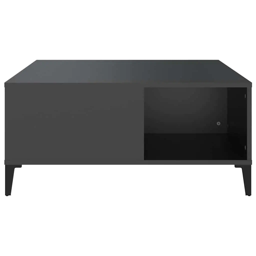 Black Coffee Table with Storage Compartments Modern 80 x 80 x 36.5 cm