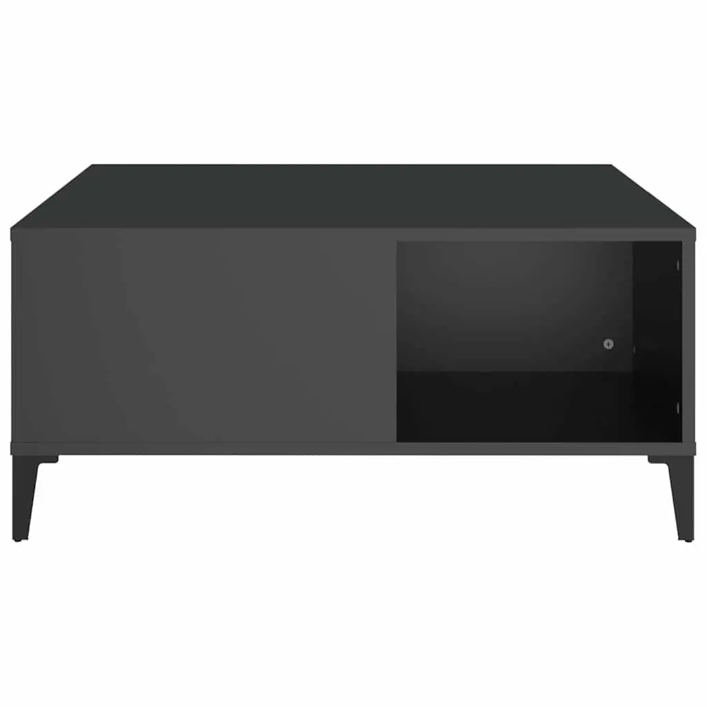 Black Coffee Table with Storage Compartments Modern 80 x 80 x 36.5 cm