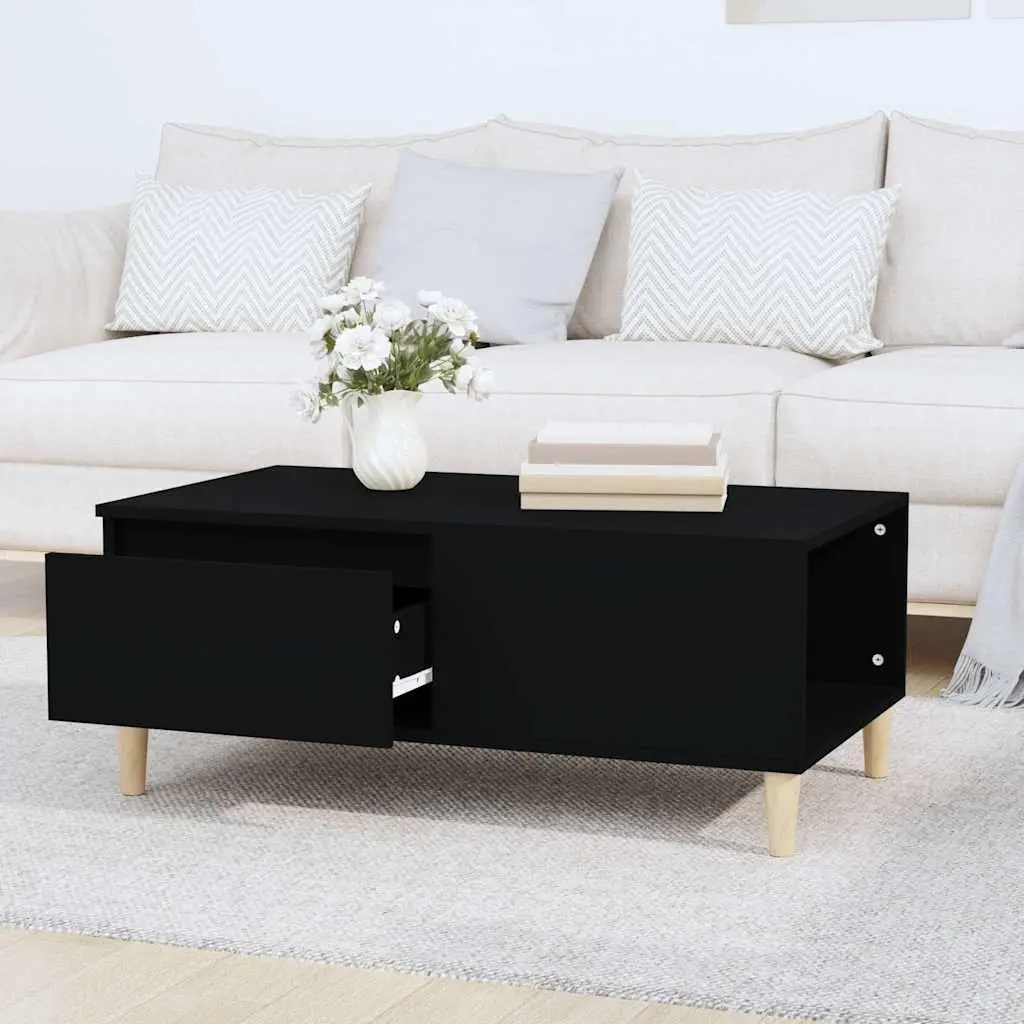 Coffee Table Black with Drawer Storage 90x50x36.5 cm