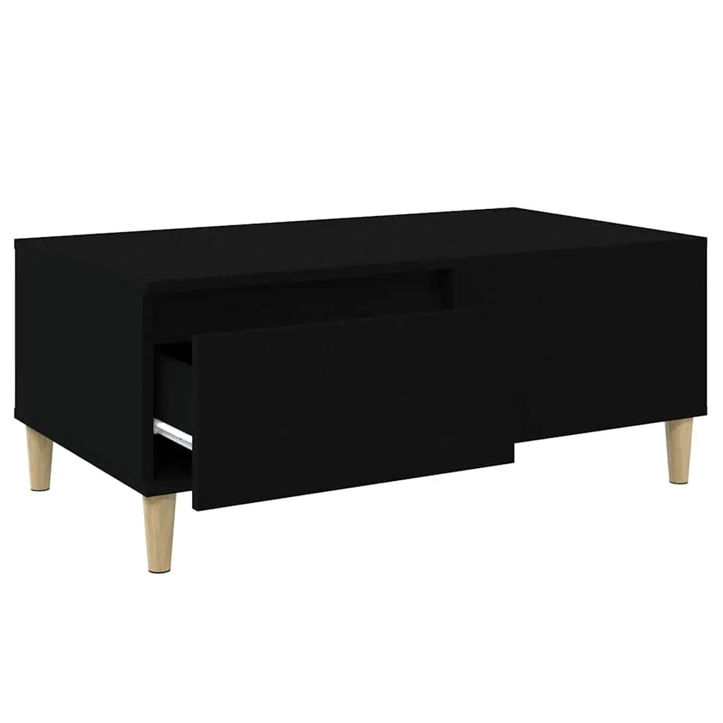 Coffee Table Black with Drawer Storage 90x50x36.5 cm