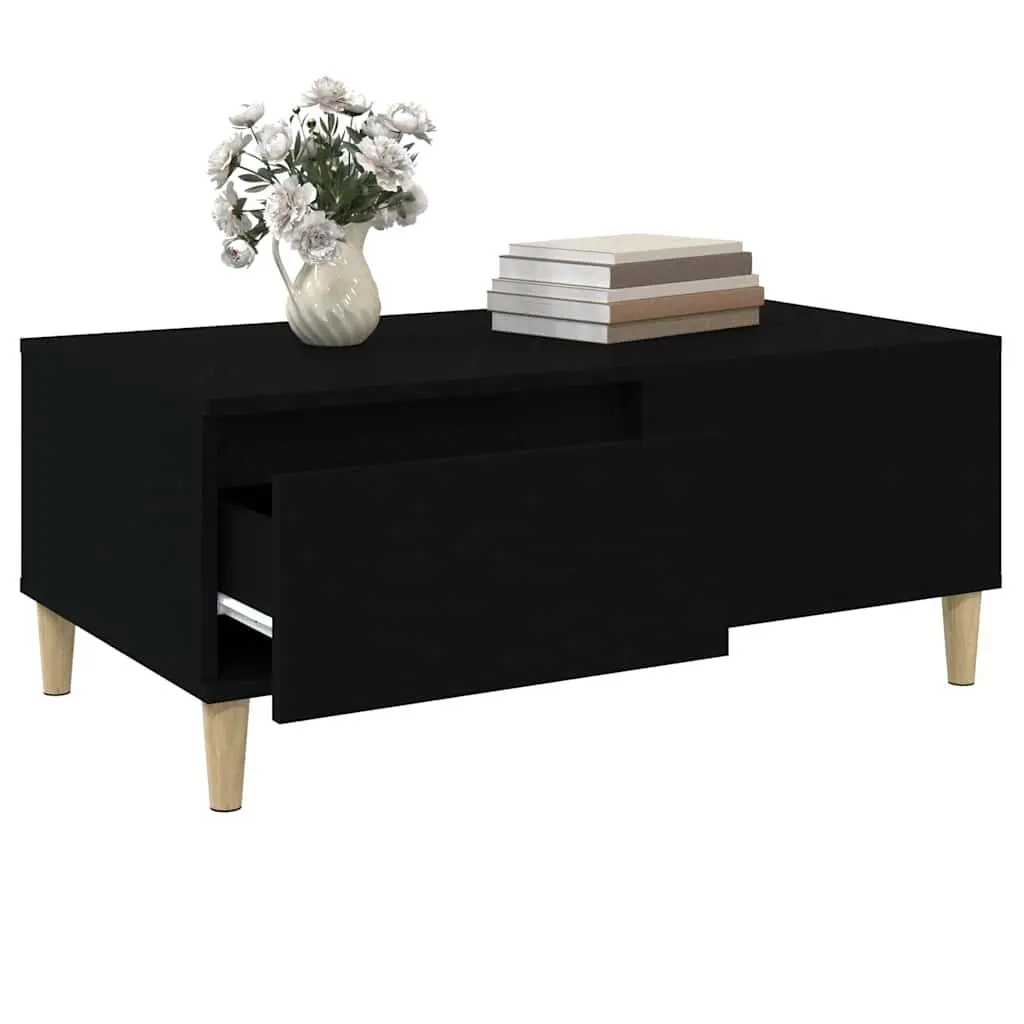 Coffee Table Black with Drawer Storage 90x50x36.5 cm