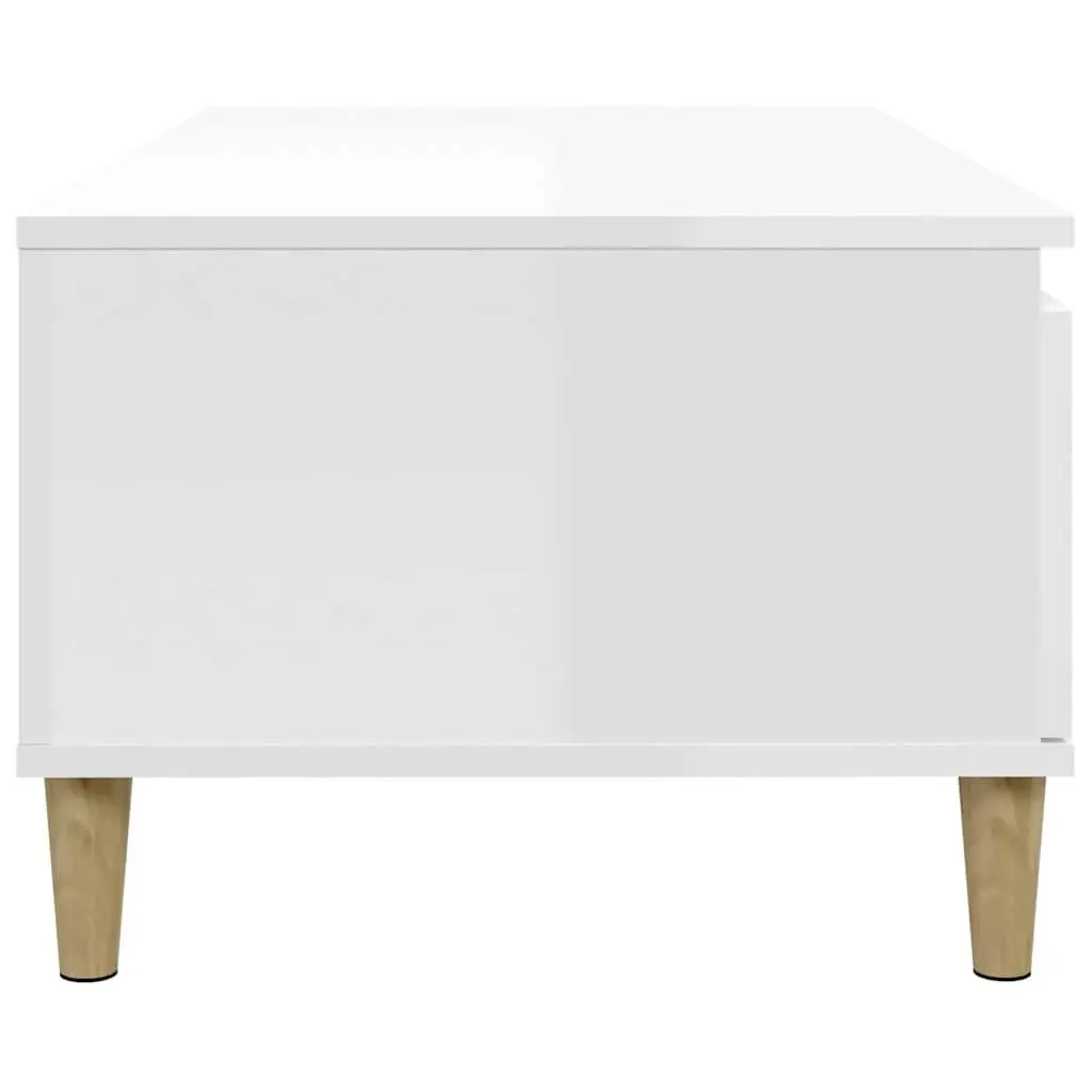 Coffee Table White High Gloss with Storage Drawer 90L x 50W x 36.5H cm
