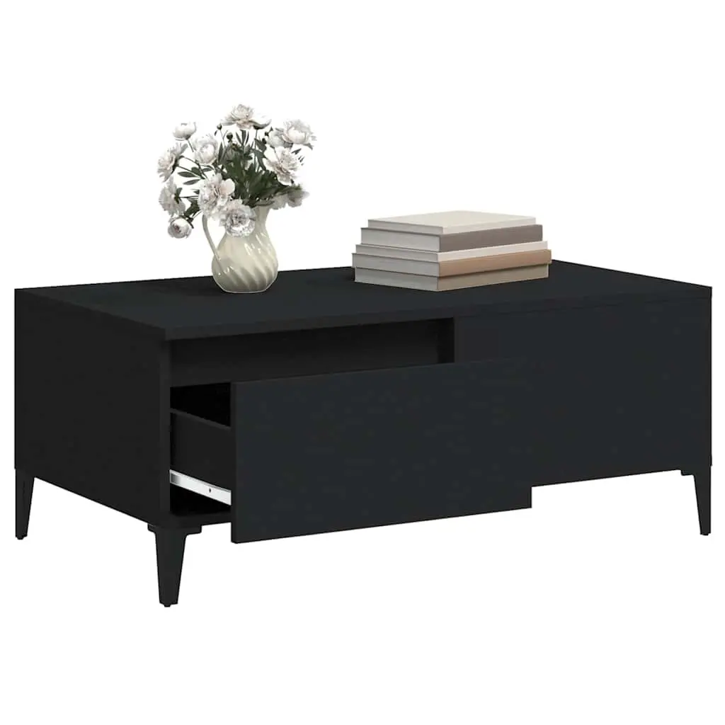 Black Coffee Table with Drawer Storage