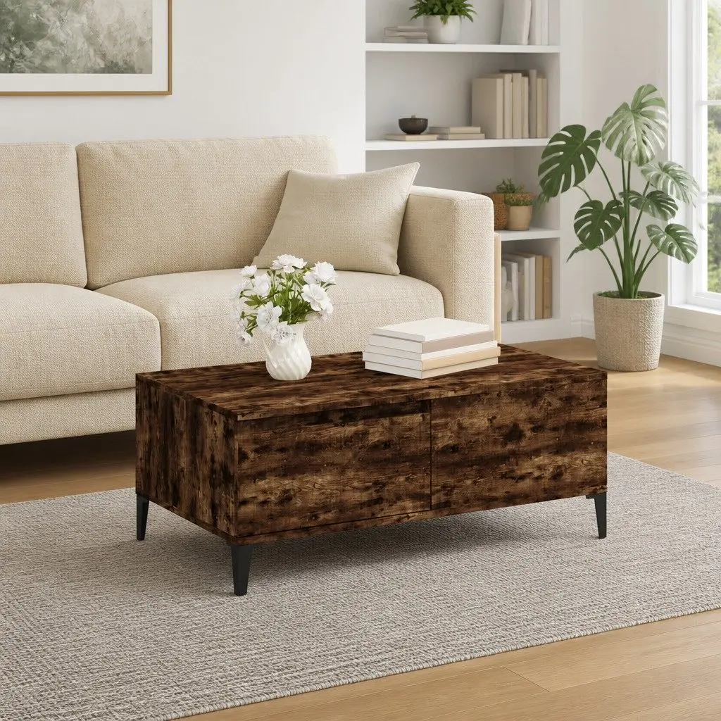 Coffee Table with Storage Drawer Brown Engineered Wood 90W x 50D x 36.5H cm