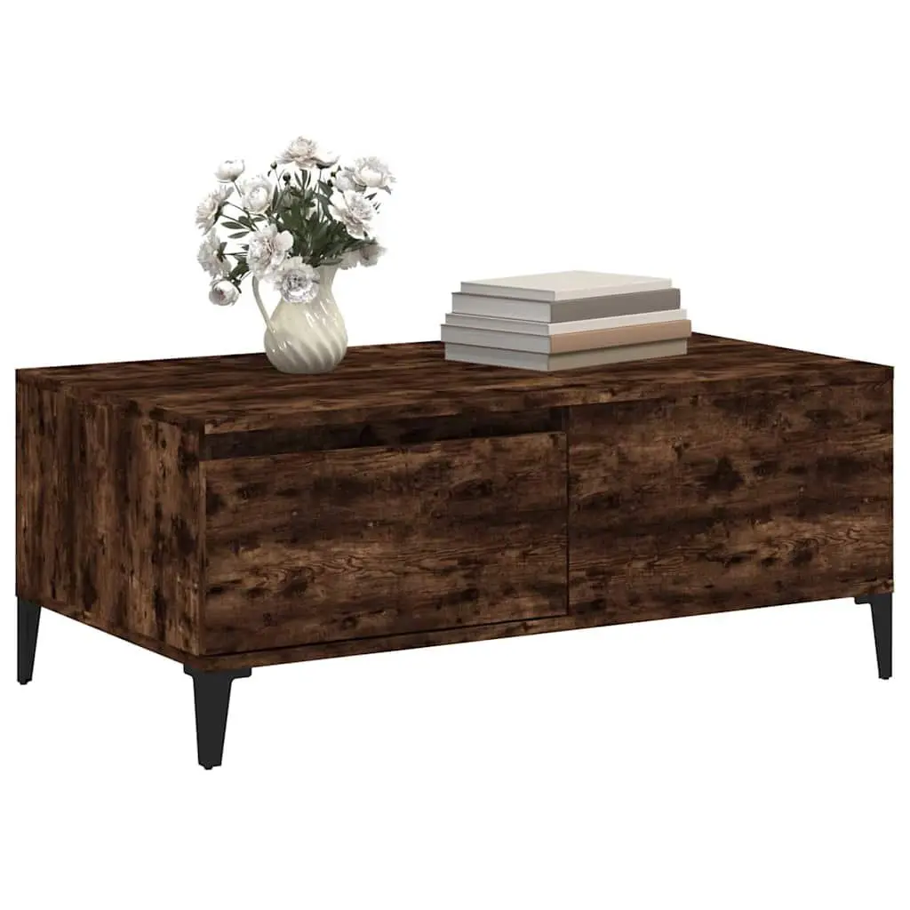 Coffee Table with Storage Drawer Brown Engineered Wood 90W x 50D x 36.5H cm
