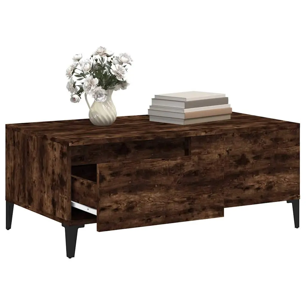 Coffee Table with Storage Drawer Brown Engineered Wood 90W x 50D x 36.5H cm