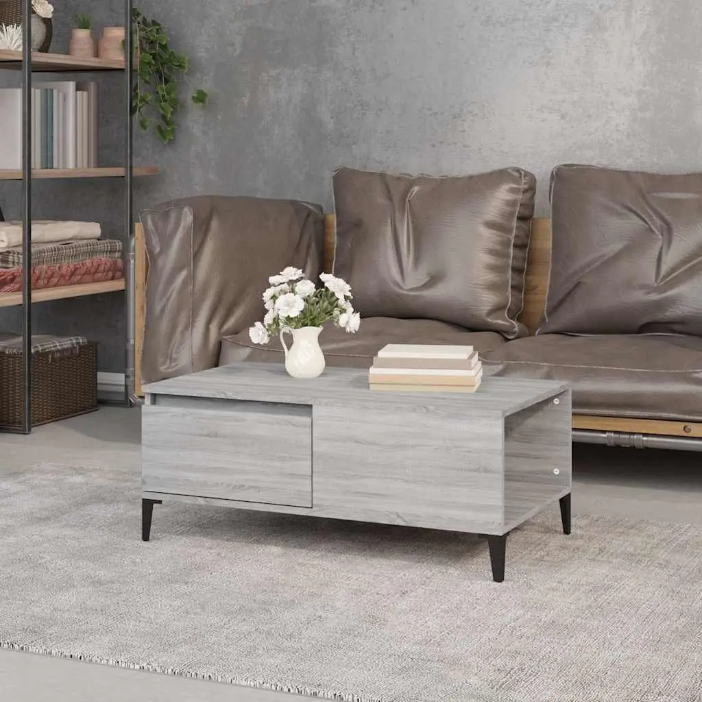 Coffee Table Grey Sonoma with Drawer Storage 90 x 50 x 36.5 cm
