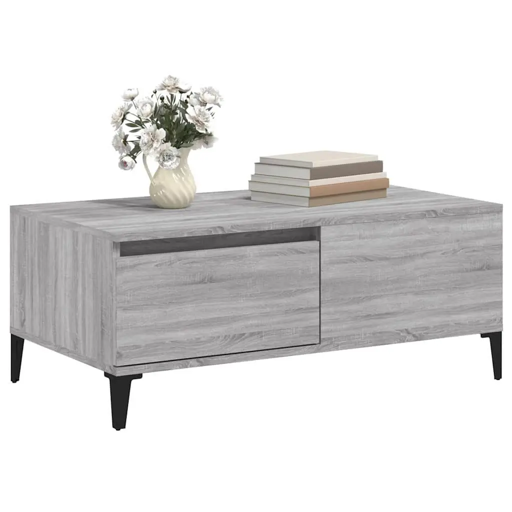 Coffee Table Grey Sonoma with Drawer Storage 90 x 50 x 36.5 cm
