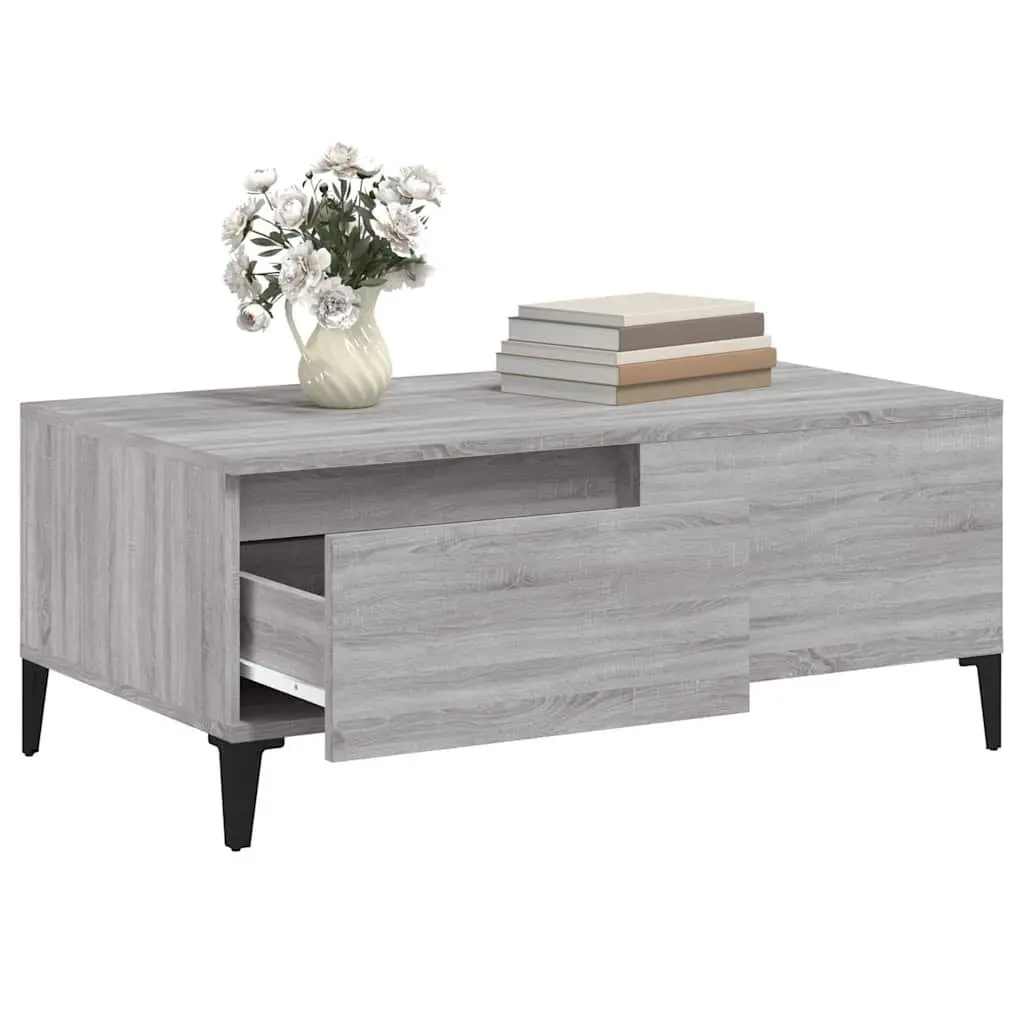 Coffee Table Grey Sonoma with Drawer Storage 90 x 50 x 36.5 cm