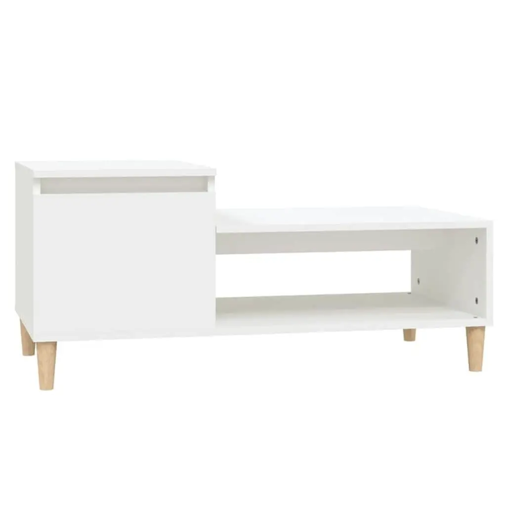 Coffee Table White Storage Compartment Shelf Living Room Accent Furniture