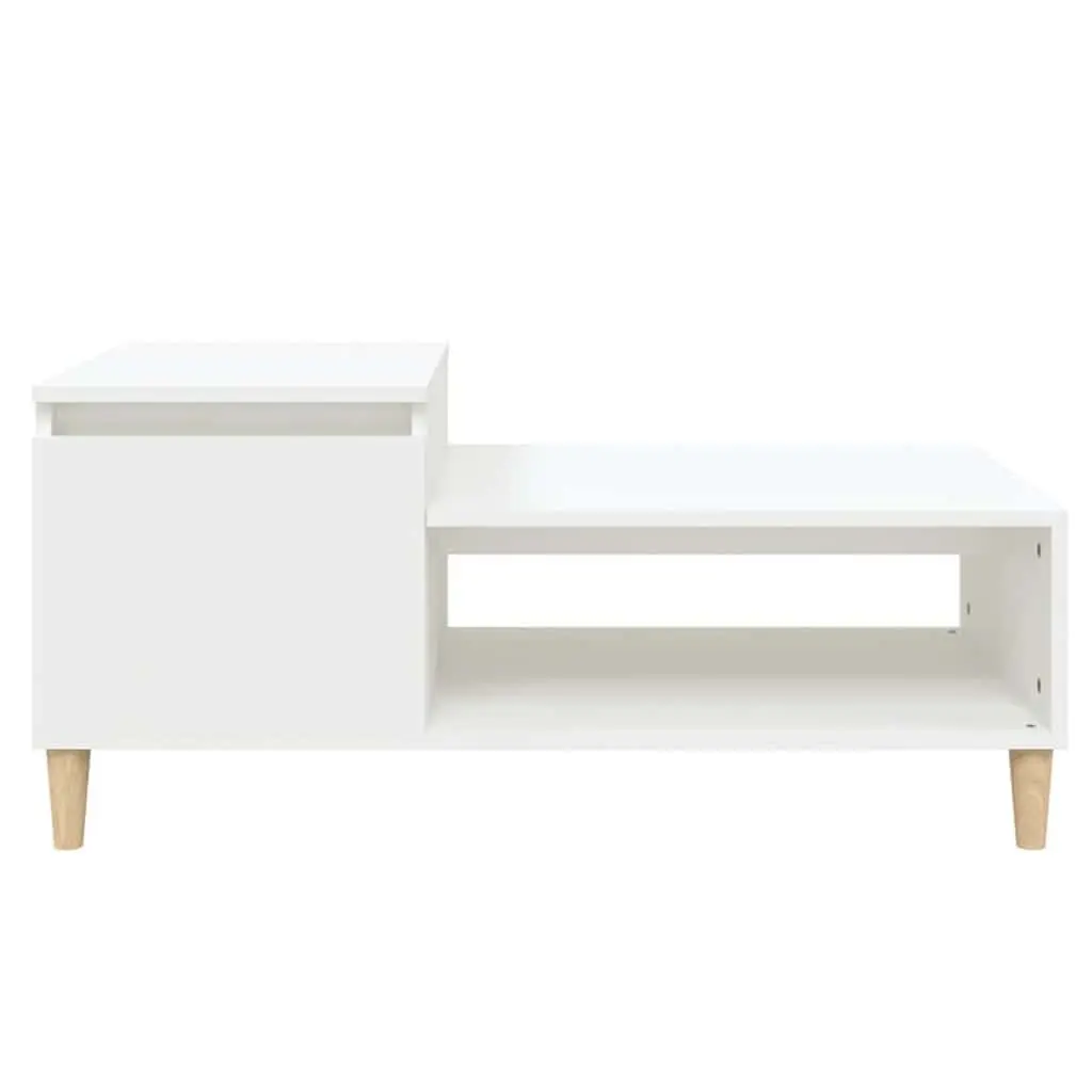 Coffee Table White Storage Compartment Shelf Living Room Accent Furniture