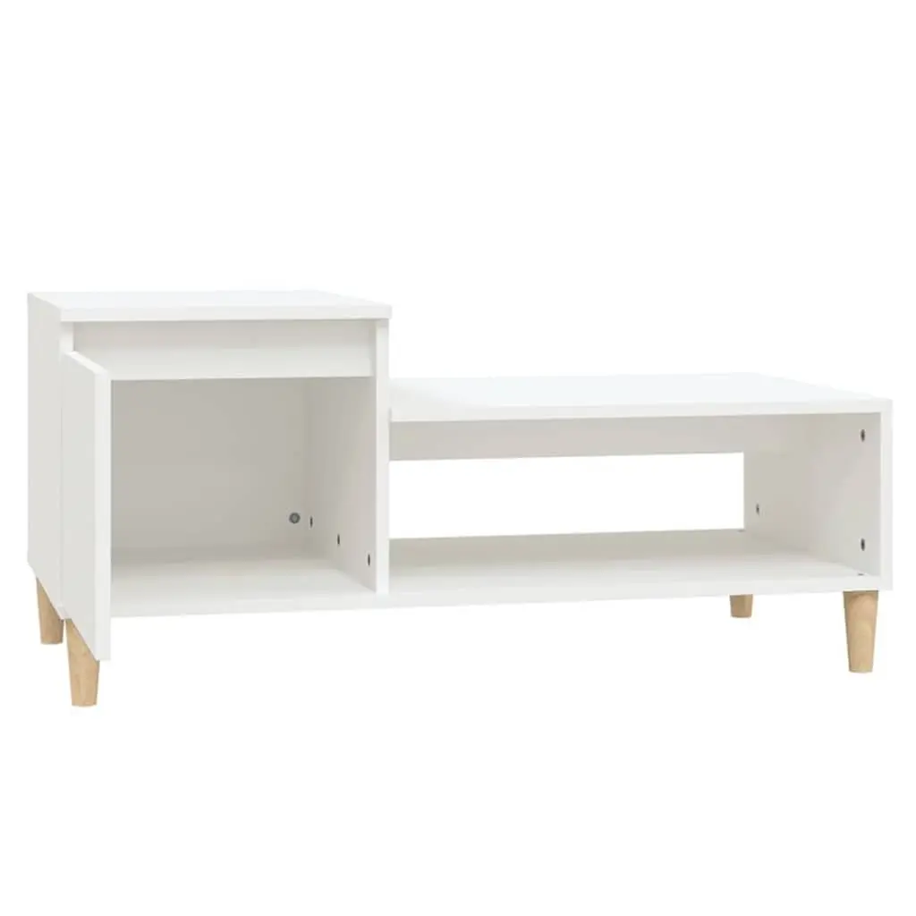 Coffee Table White Storage Compartment Shelf Living Room Accent Furniture