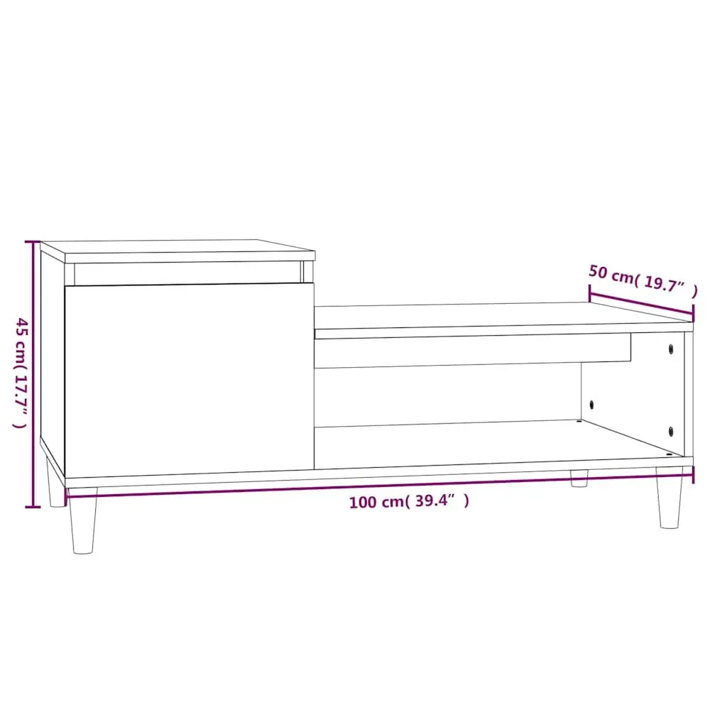 Coffee Table White Storage Compartment Shelf Living Room Accent Furniture