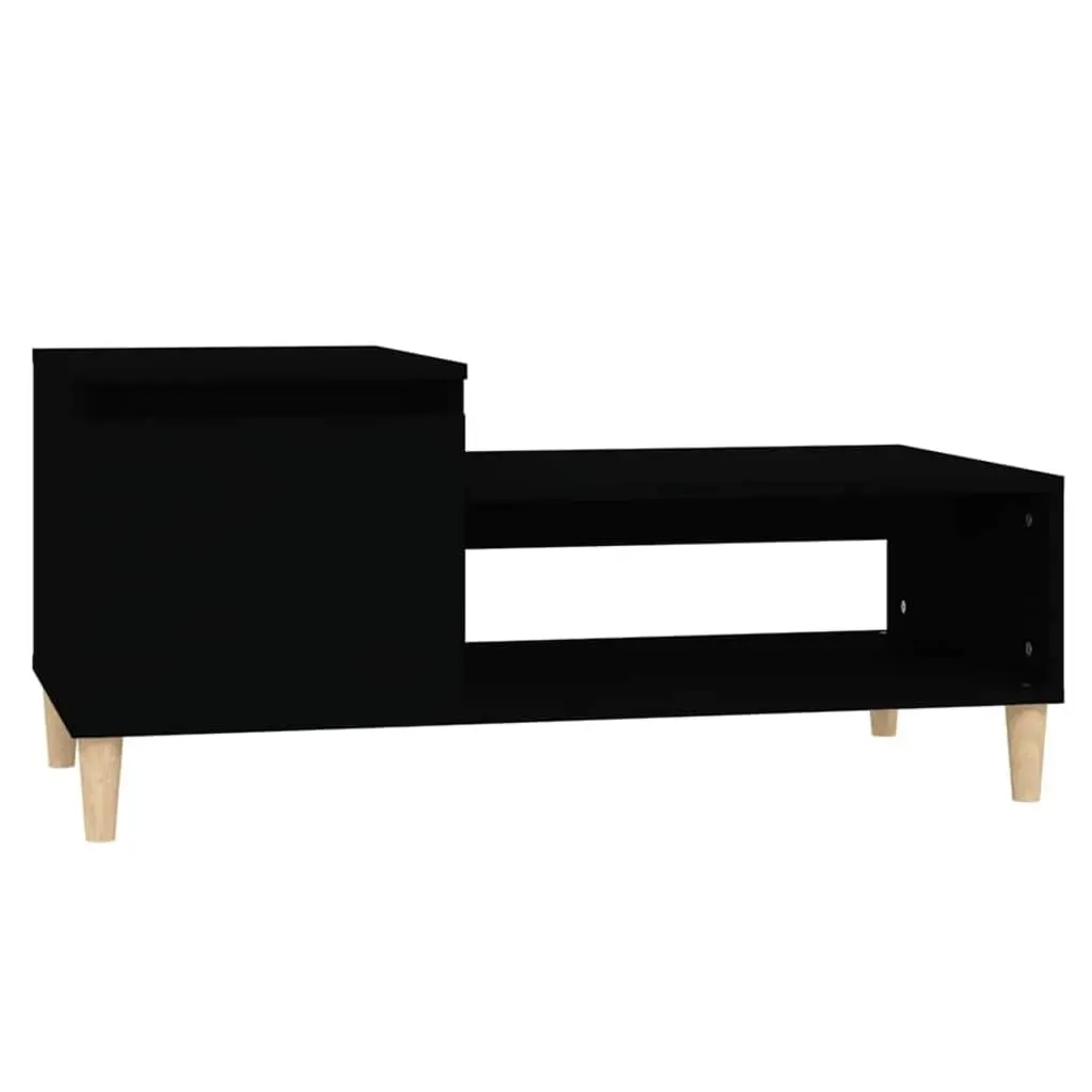 Coffee Table Black Storage Compartment Shelf 100 x 50 x 45 cm