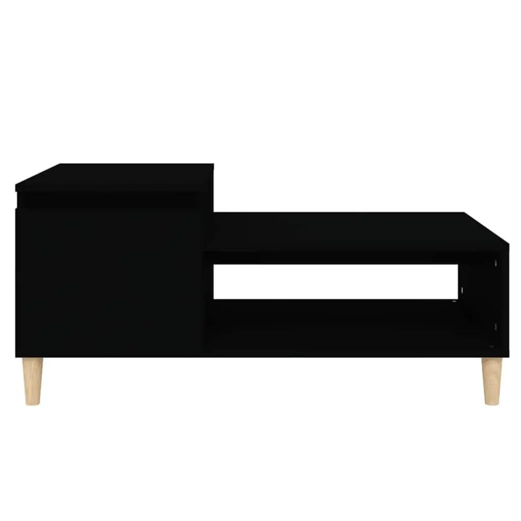 Coffee Table Black Storage Compartment Shelf 100 x 50 x 45 cm