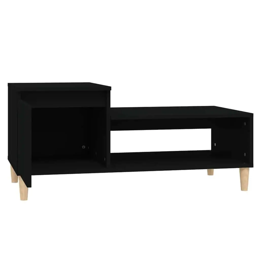 Coffee Table Black Storage Compartment Shelf 100 x 50 x 45 cm