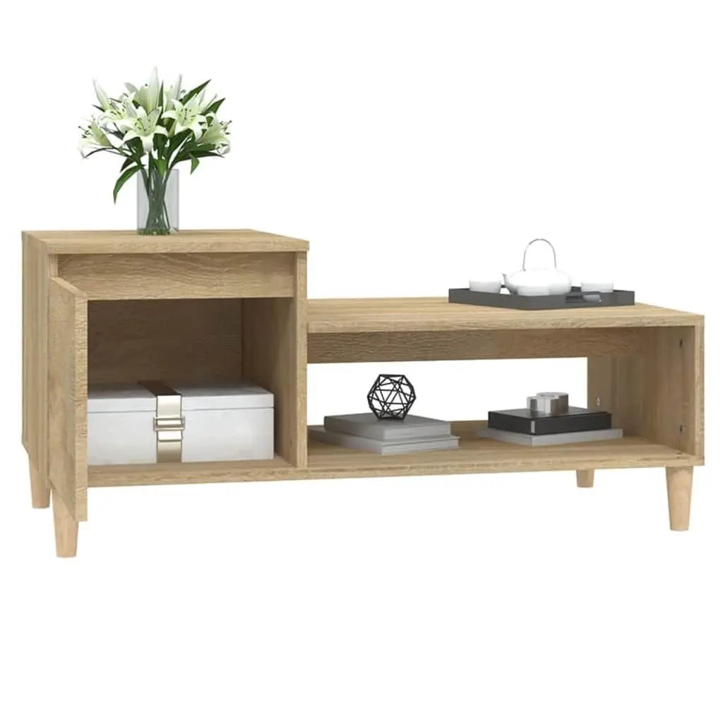 Coffee Table with Storage Compartment Sonoma Oak Engineered Wood 100 x 50 x 45 cm