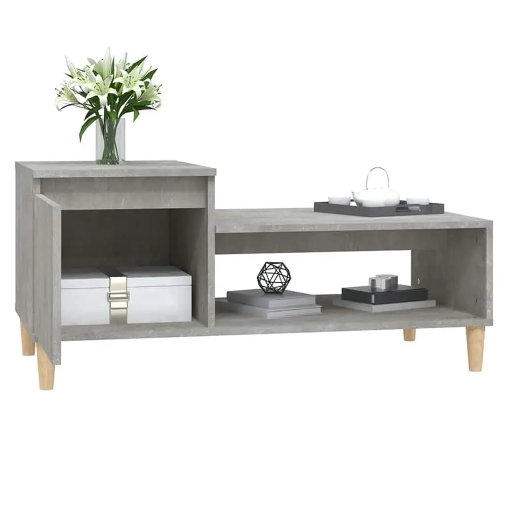 Coffee Table Grey Engineered Wood Storage Compartment Shelf Living Room Accent