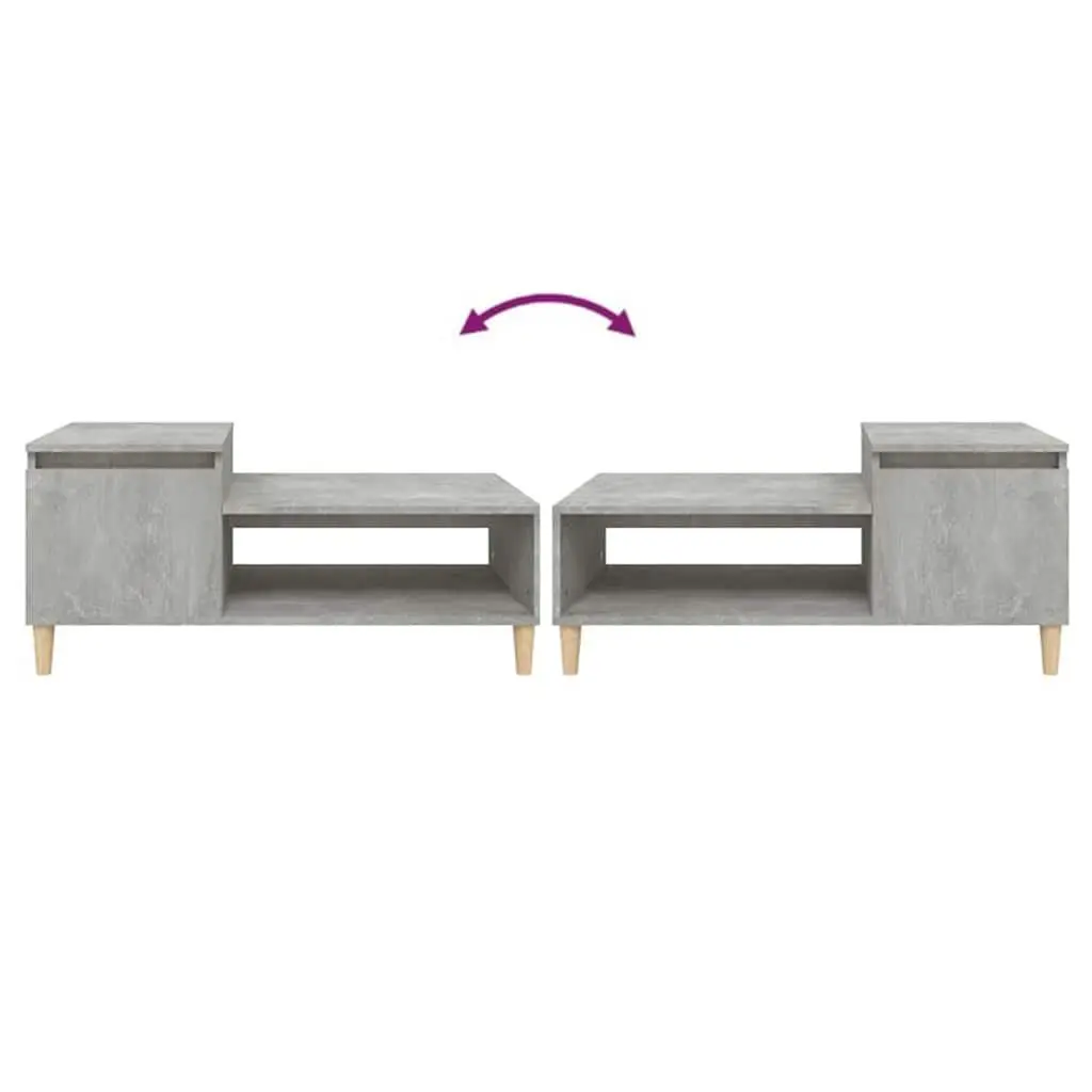Coffee Table Grey Engineered Wood Storage Compartment Shelf Living Room Accent