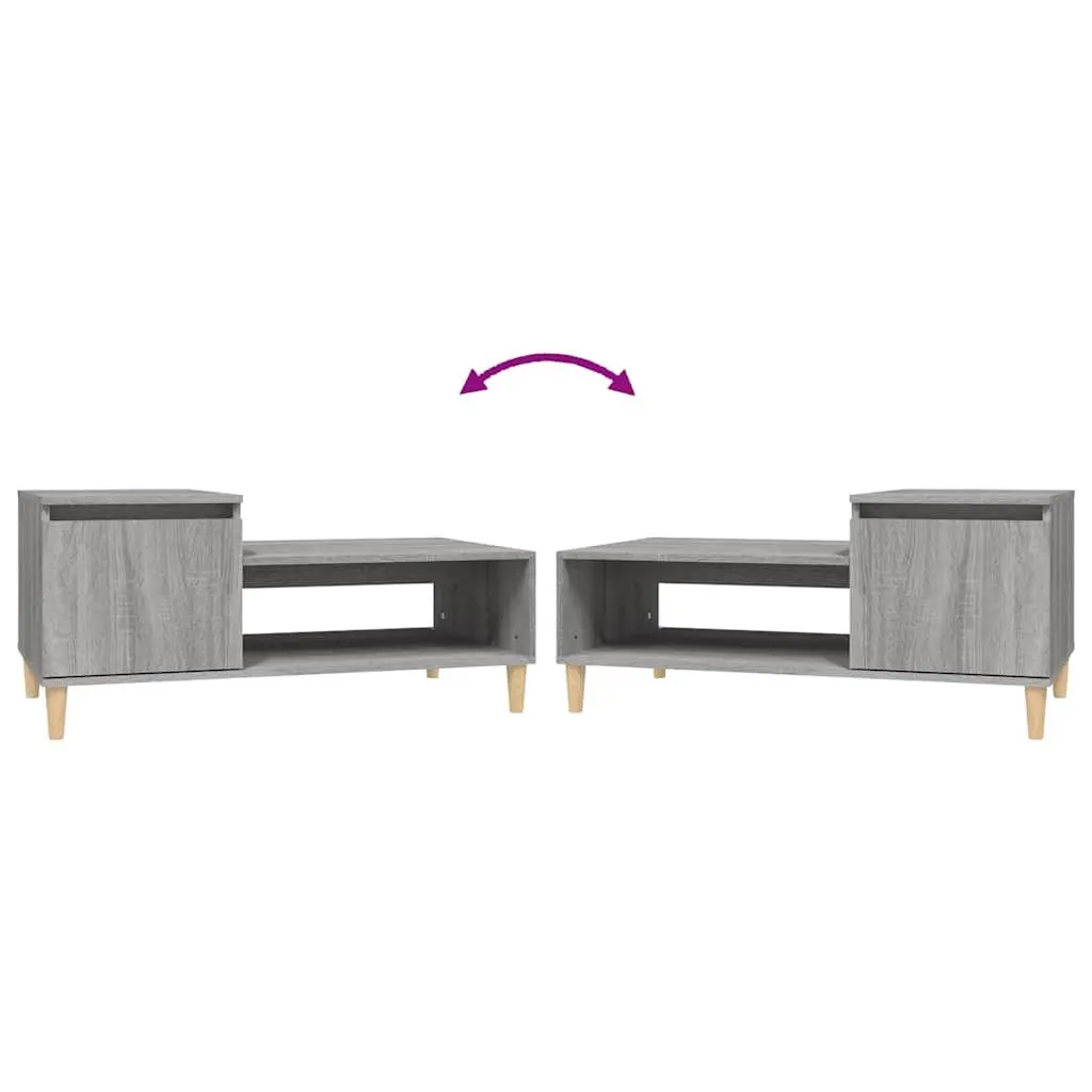 Coffee Table Grey Sonoma Engineered Wood with Storage Compartment Shelf Door