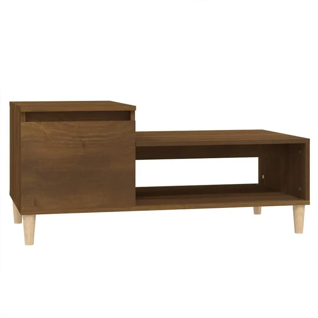 Coffee Table Brown Oak Engineered Wood 100 x 50 x 45 cm Storage Compartment